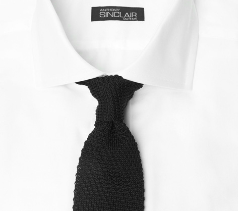 Black knitted tie anthony sinclair shirt