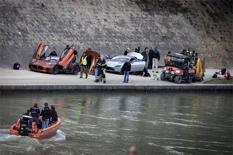 jaguar c-x75 aston martin db10 river tiber chase