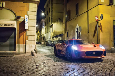 SPECTRE Jaguar C-X75 Rome chase scene hinx dave bautista 8
