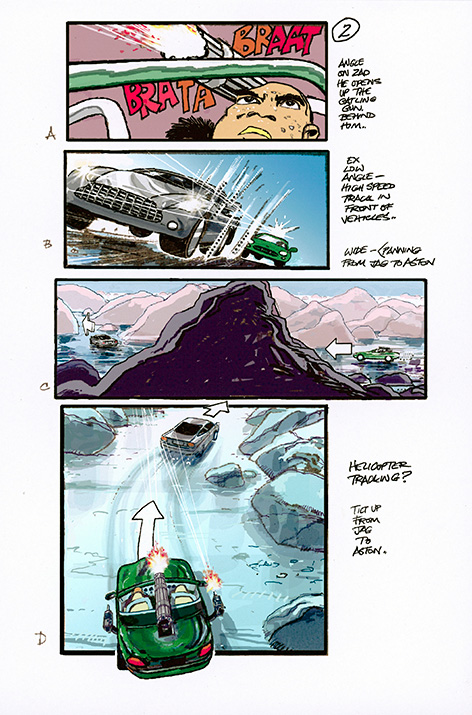 James Bond Die Another Day storyboard drawing