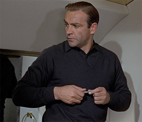 Sean Connery James Bond Goldfinger v-neck sweater jumper polo shirt black gillette razor