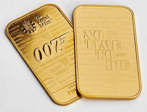 Royal Mint James Bond No Time To Die 007 Bullion Bars gold 1 ounce