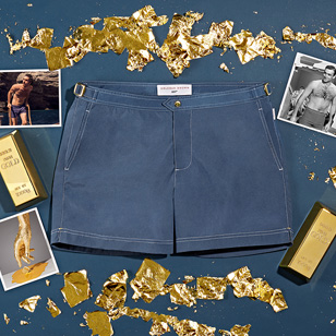Orlebar Brown's final 007 Collection piece: the James Bond Goldfinger swim shorts