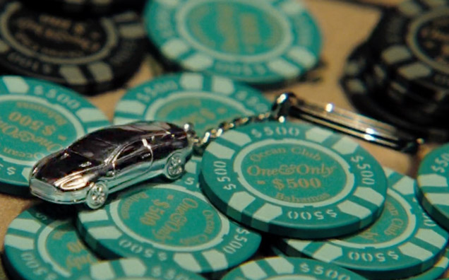 photo © Sony Pictures, United Artists, Danjaq LLC Screenshot of the keychain on the poker table in Casino Royale