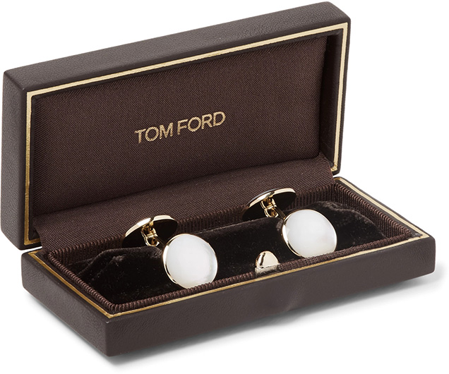 photo © Mr Porter Tom Ford mother of pearl cufflinks in Tom Ford cufflink box