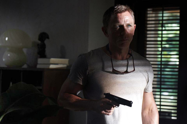 photo © Danjaq, MGM The Vintage Murano Glass Mushroom Swirl Lamp can just be spotted in this image of Bond in his Jamaican house/villa