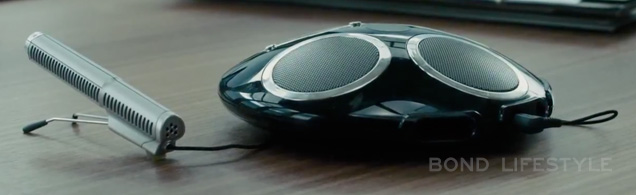 photo © United Artists, Danjaq LLC, Columbia Pictures The JBL On Tour speaker with the Sony ECM-Z60 microphone on M's desk in SkyFall