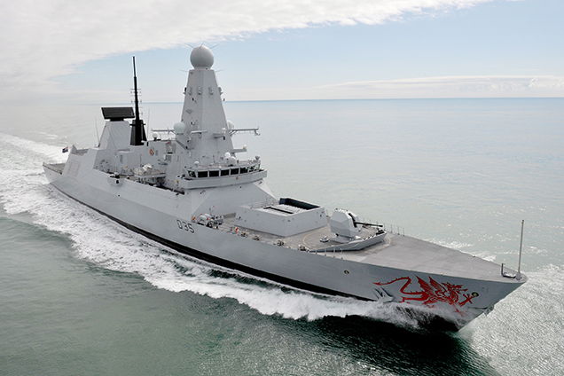 photo © Nicky Wilson/MOD Royal Navy Warship HMS Dragon, a Type 45 destroyer, seen in 2011 exercising in the English Channel.
