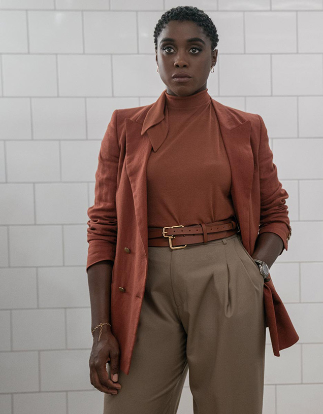 photo © Danjaq LLC, MGM, United Artists Nomi wears a Blazé Milano Midday Sun Double-breasted Linen Blazer in No Time To Die.
