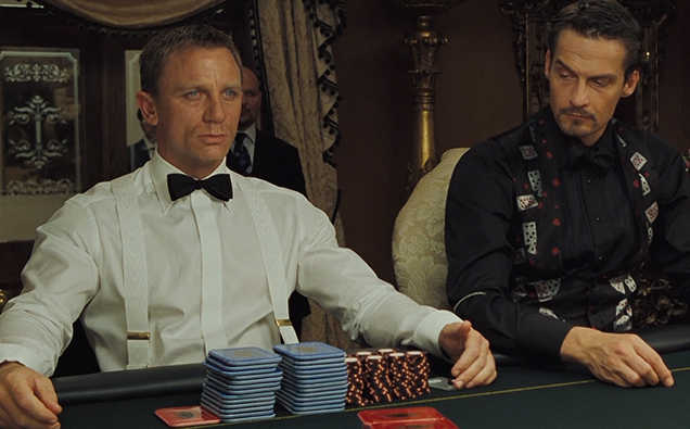 photo © Sony Pictures, EON, Danjaq Daniel Craig as James Bond, wearing Albert Thurston White Moiré braces