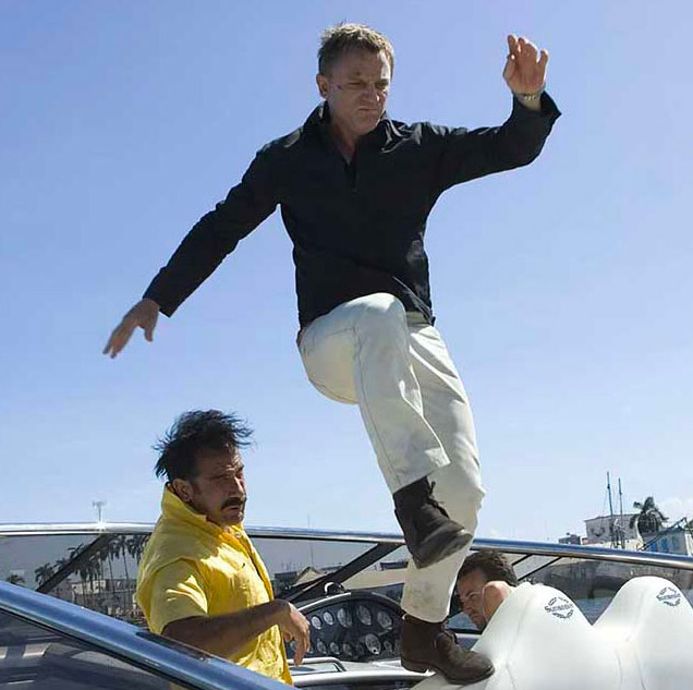 photo © Danjaq LLC, MGM Daniel Craig as James Bond wearing Levi's STA-PREST jeans in Quantum of Solace.