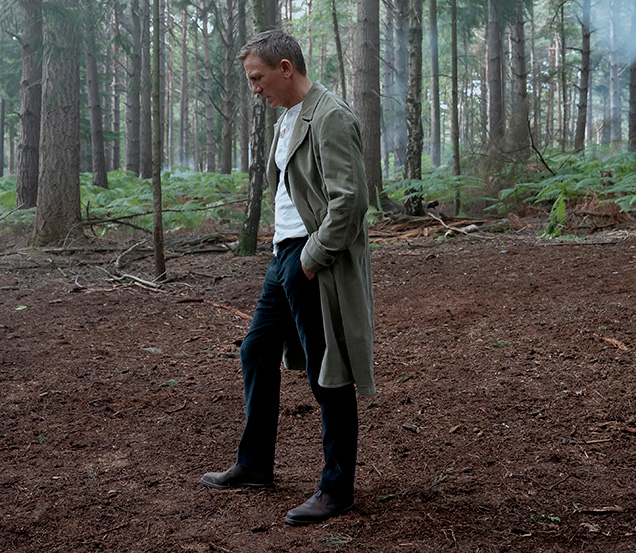 photo © Danjaq LLC, MGM, United Artists James Bond wearing Molton in Dark Brown Rough-out Suede