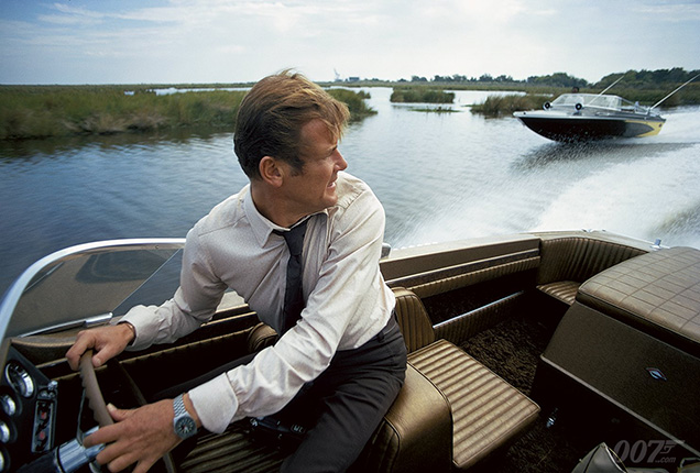 photos © Metro-Goldwyn-Mayer Studios, Inc and Danjaq, LLC Roger Moore as James Bond wears a Tissot PR-516 watch in Live And Let Die during the speedboat chase