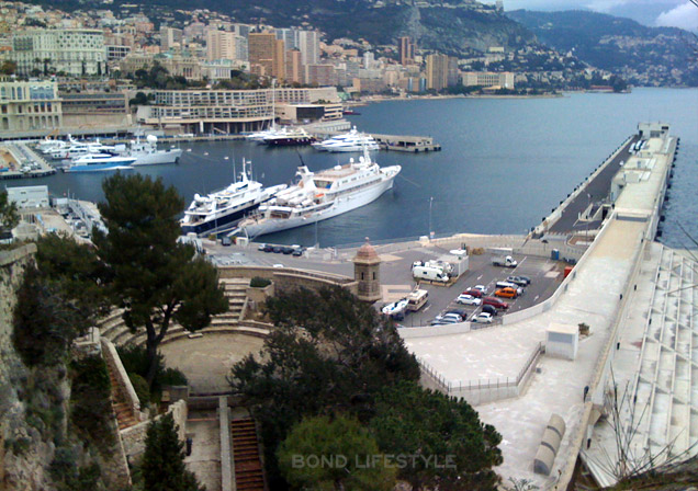 photo © Bond Lifestyle The theatre is visible in the left front of the image and the the harbor of Monaco behind it