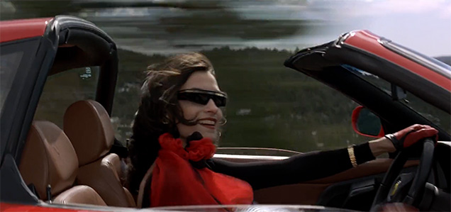 photo © Danjaq LLC, MGM, United Artists Xenia Onatopp (Famke Janssen) wears Versace shield sunglasses in GoldenEye.