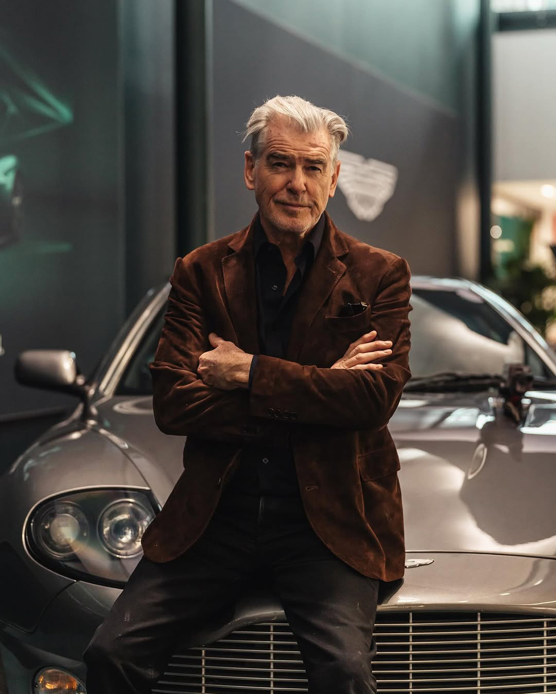 Pierce Brosnan and the Aston Martin Vanquish at Gaydon HQ 1